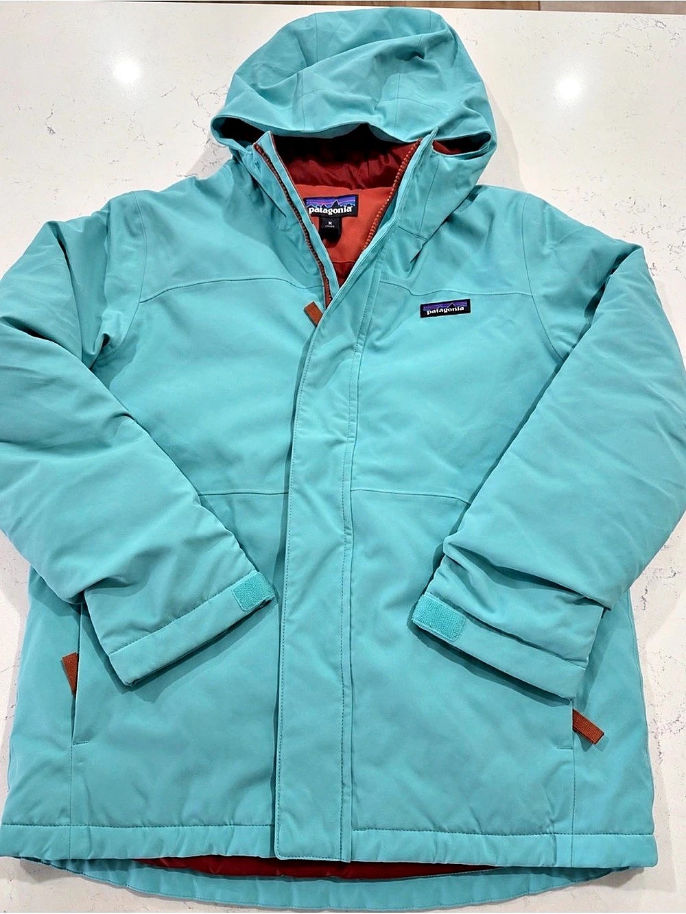 Patagonia Kids Girls Size 10 Insulated Hooded Jacket Teal Turquoise Winter Coat